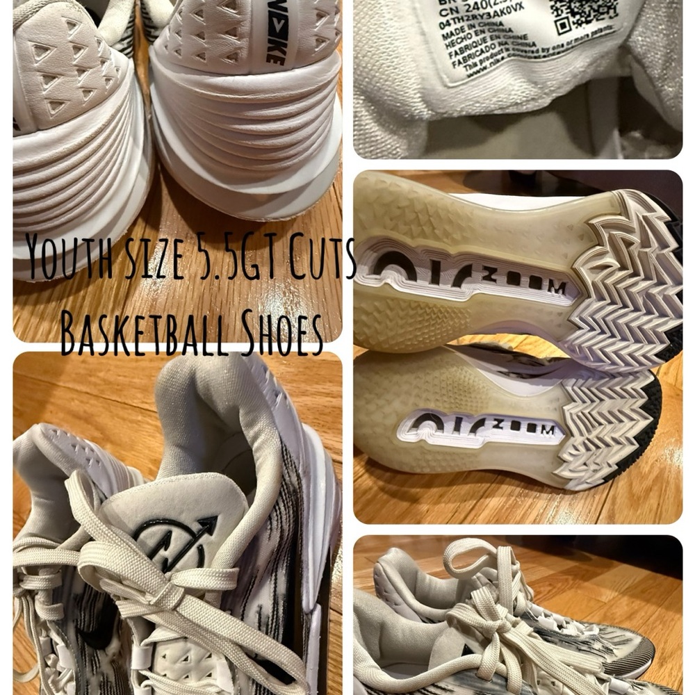 Nike White and Black High-Top Sneakers for Basketball